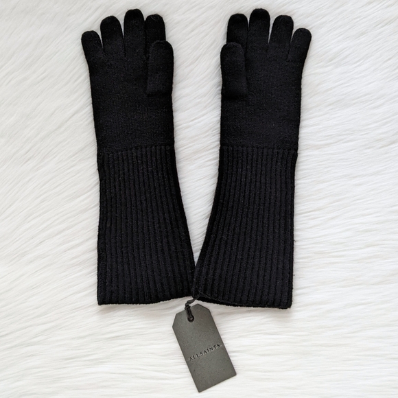 All Saints Accessories - All Saints 'Halton' Black Knit Wool Gloves | NWT